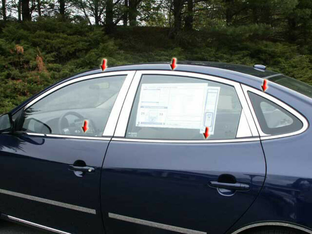 QAA WP27341 Polished Window Trim 10Pc Fits 07-10 Elantra Sedan