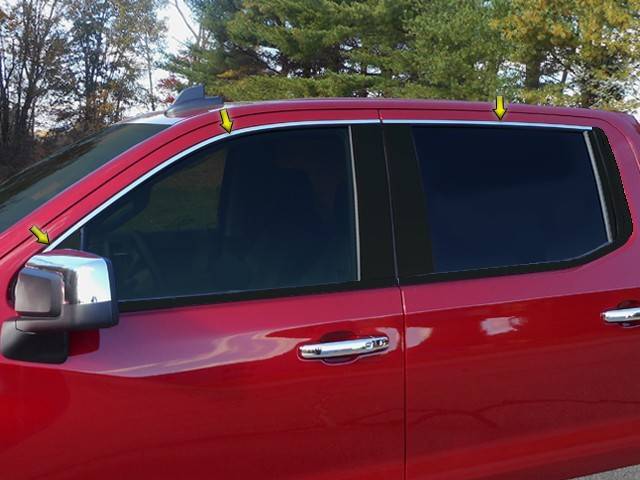 QAA WP59172 Polished Window Trim 6Pc Fits 19-26 Silverado Crew Cab