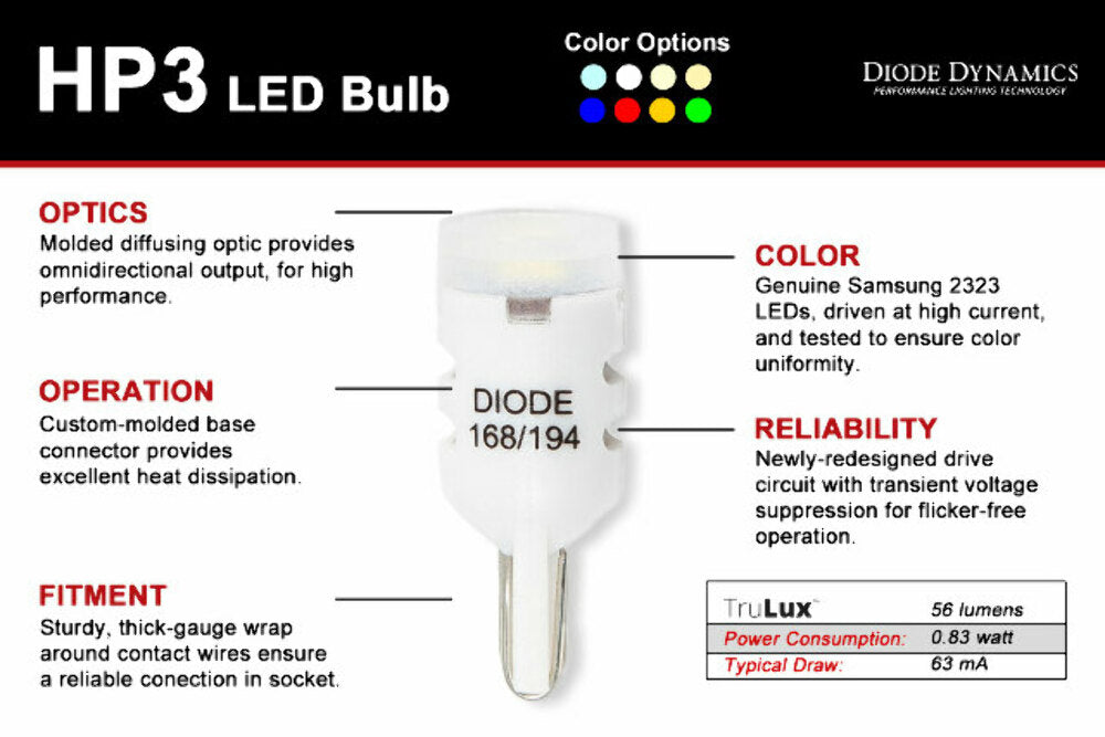 Diode Dynamics DD0018S HP3 Amber Bulb