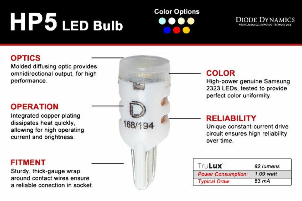 Diode Dynamics DD0025P HP5 Amber Bulbs