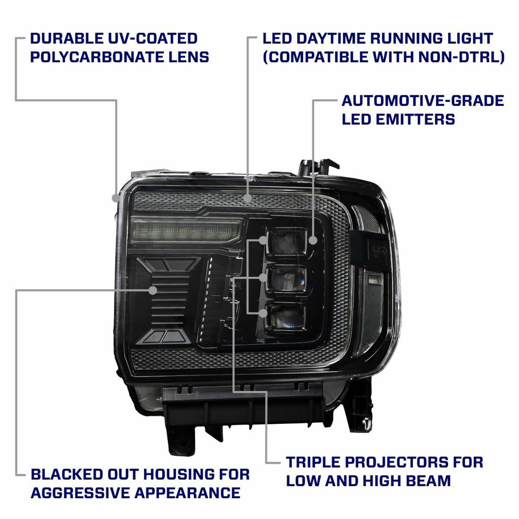 Form Lighting FL0023 LED Headlights w/ Amber DRL For 2014-2018 Sierra 1500