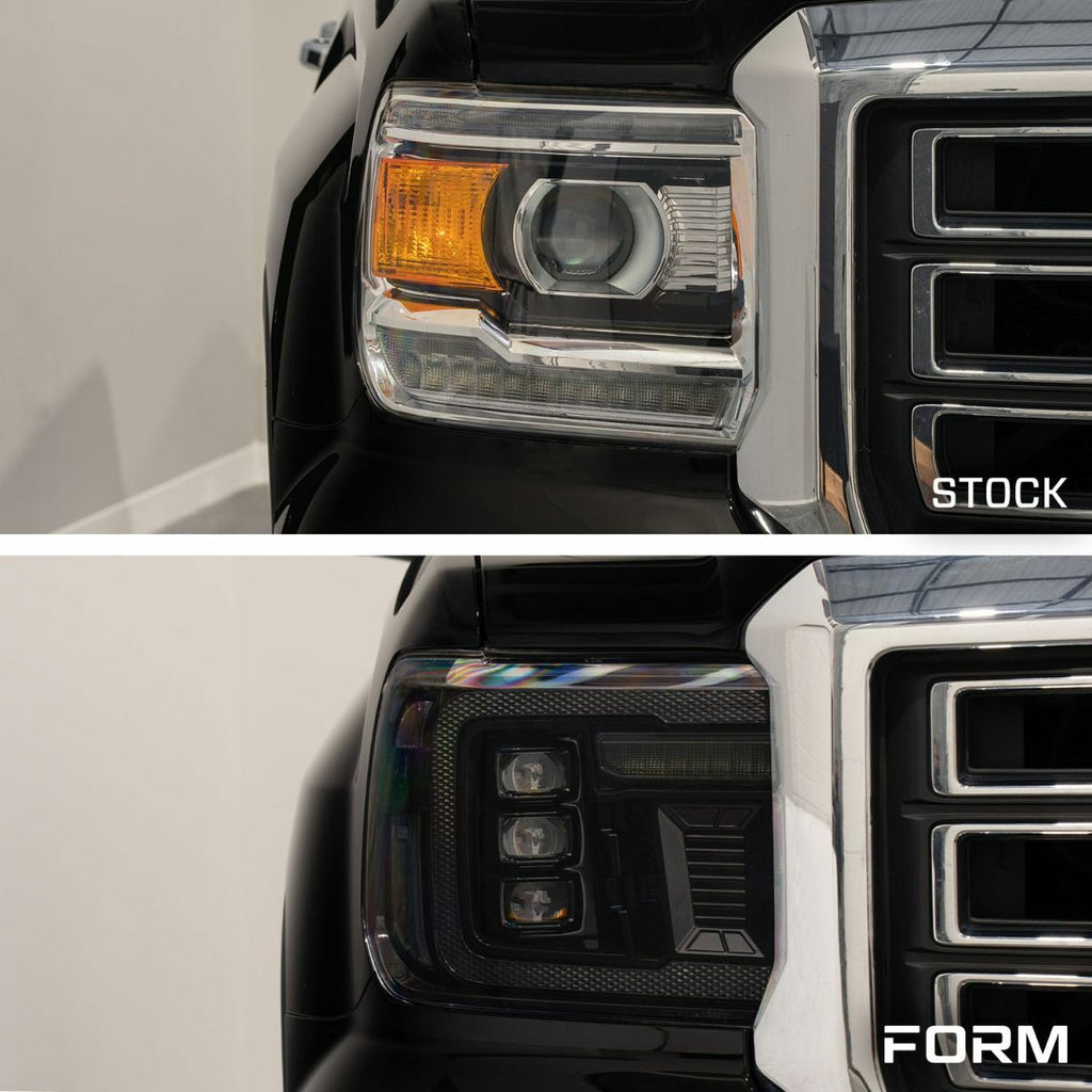 Form Lighting FL0023 LED Headlights w/ Amber DRL For 2014-2018 Sierra 1500