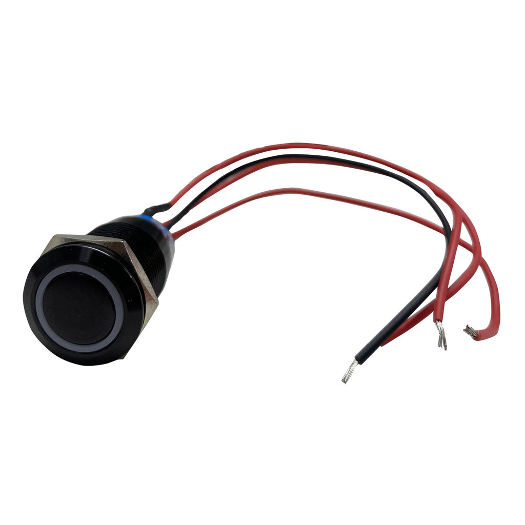 Race Sport RS-B19MM-LEDG 19mm Black 2-Position On/Off Switch GREEN 12V