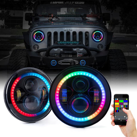 Race Sport RS3037050-C 7in. Headlight and 4 in. Foglight Combo Kit For Wrangler
