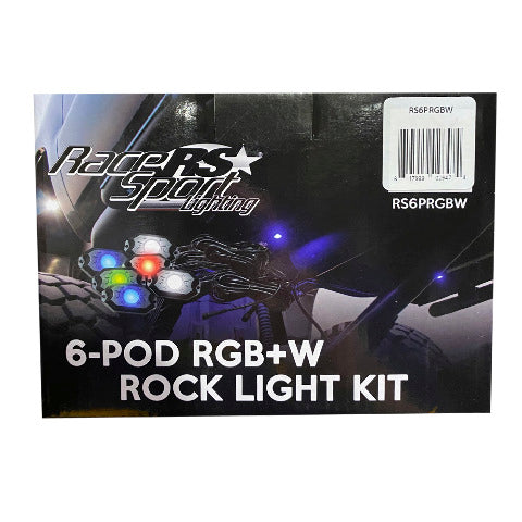Race Sport RS6PRGBW NEW 6-POD RGB+W Hi-Power Rock Light Complete Kit