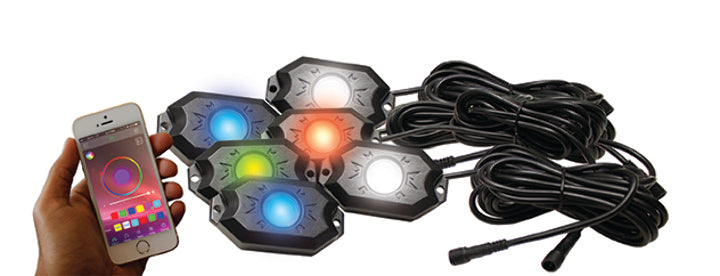 Race Sport RS6PRGBW NEW 6-POD RGB+W Hi-Power Rock Light Complete Kit