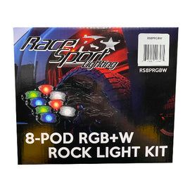 Race Sport RS8PRGBW 8-POD RGB+W Hi-Power Rock Light Complete Kit