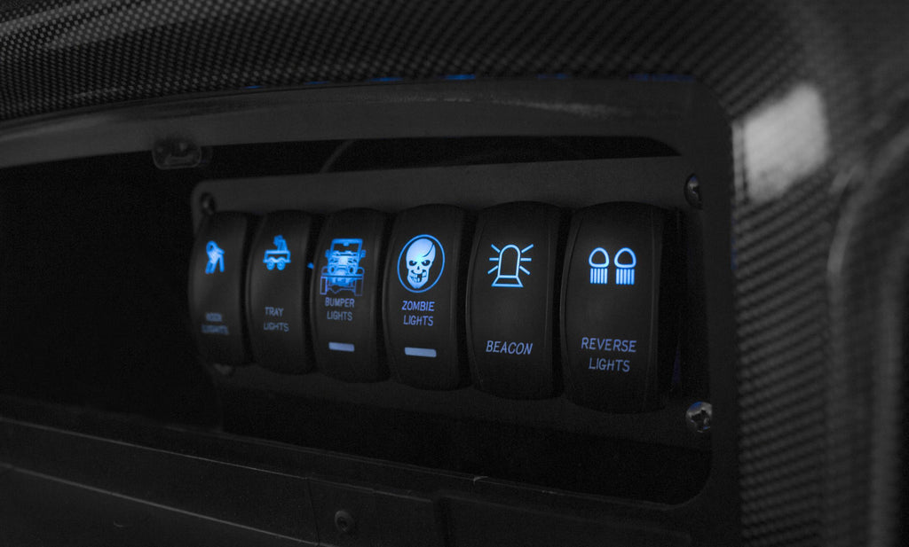 Race Sport RSLJ14B LED Rocker Switch w Blue LED Radiance Rock Lights