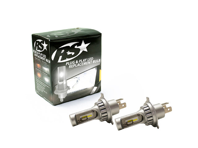 Race Sport RSPNPH4 H4 Plug N Play Super LUX LED Replacement Bulbs 1,900 LUX Max