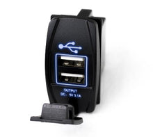 Load image into Gallery viewer, Race Sport RSRSUSBB LED Rocker Switch 2-Port USB Charge Panel w Blue Radiance