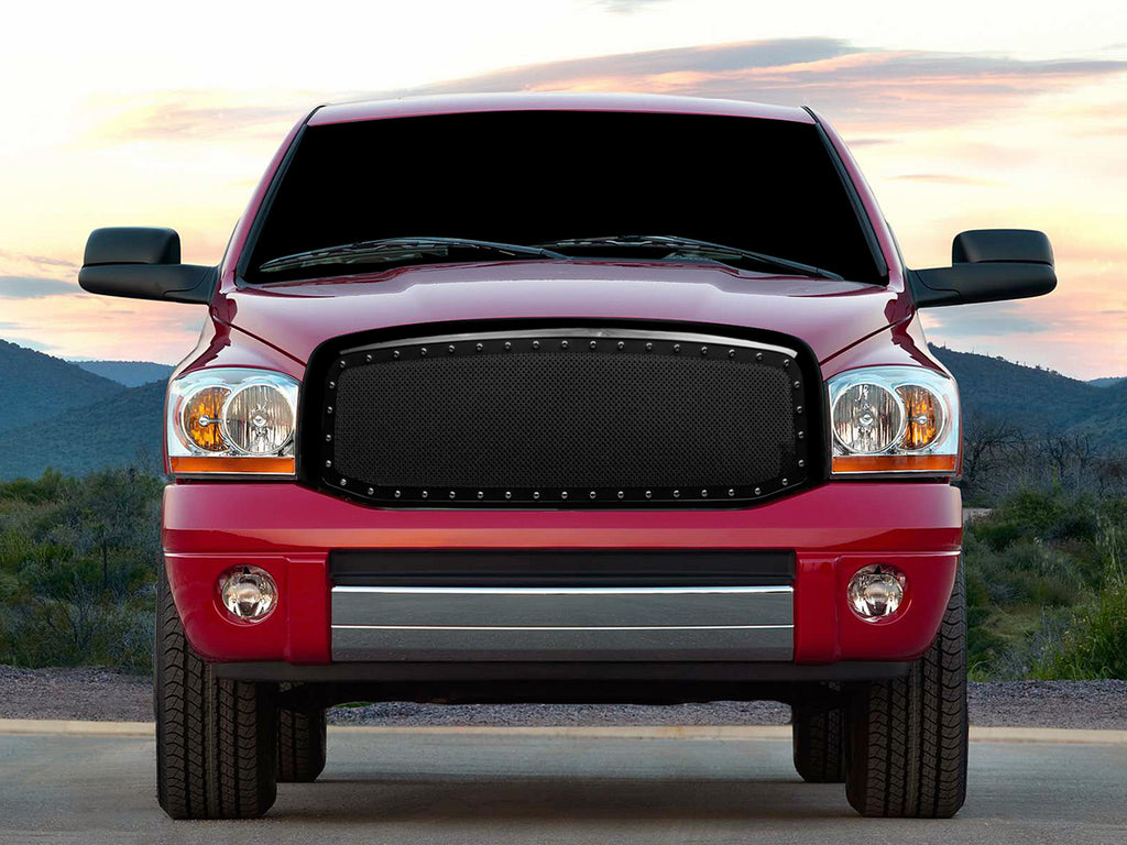 Armordillo 7161405 Gloss Black Studded Mesh Grille For 2006-2008 Ram 1500