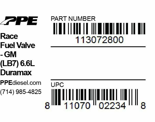 PPE Diesel 113072800 Race Fuel Valve LB7