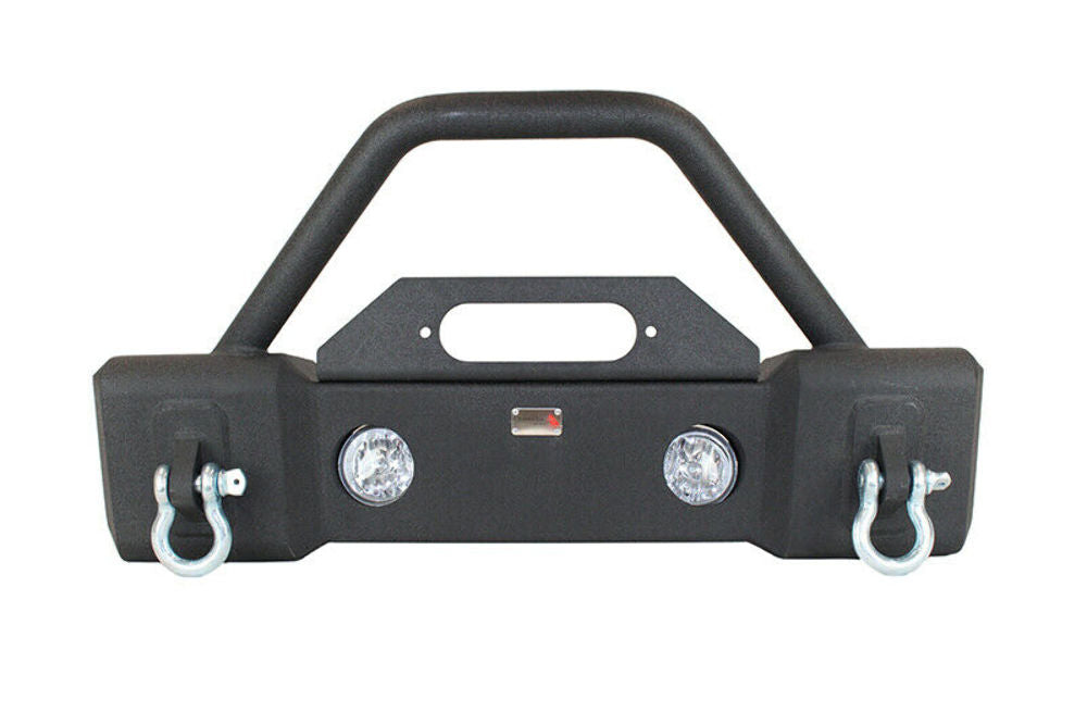 Fishbone Offroad FB22001 Black Stubby Bumper W/Tube Guard 07-18 Wranger JK