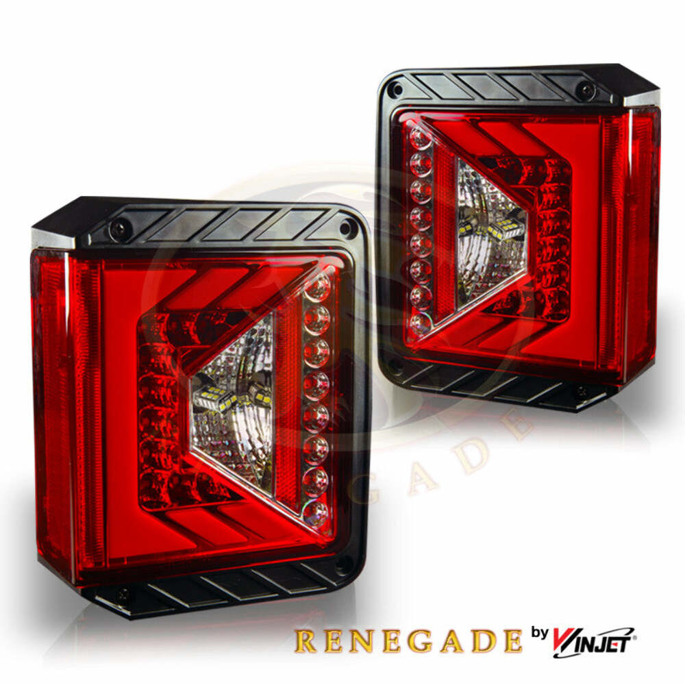 Winjet CTRNG0490-CR Taillights Chrome Red Lens Fits 07-18 Wrangler (JK)