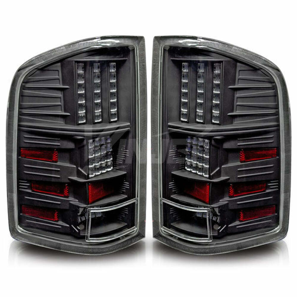 Winjet CTWJ-0067-GBC Taillights Gloss Black Clear Lens Fits 07-13 Silverado 1500