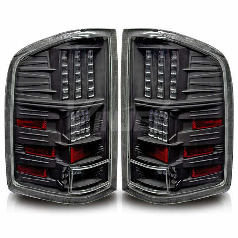 Winjet CTWJ-0067-GBC Taillights Gloss Black Clear Lens Fits 07-13 Silverado 1500