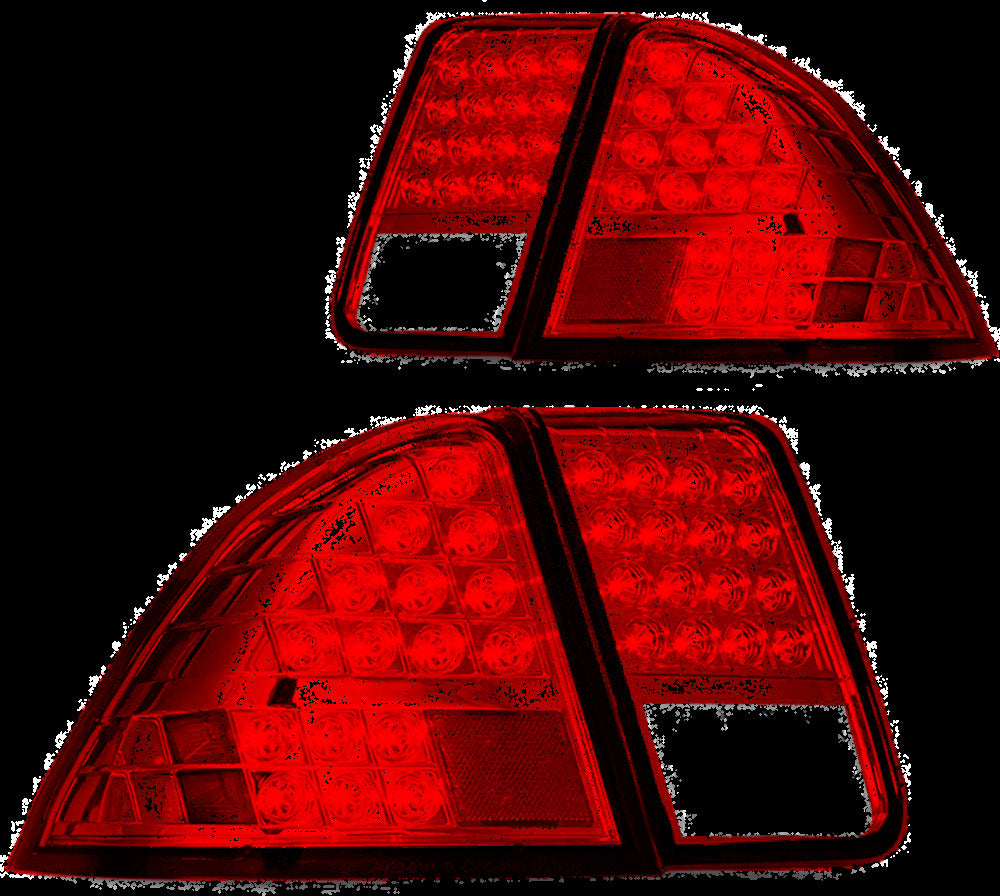 Winjet CTWJ-0111-CR Taillights Chrome Red Lens Fits 01-05 Civic 4DR