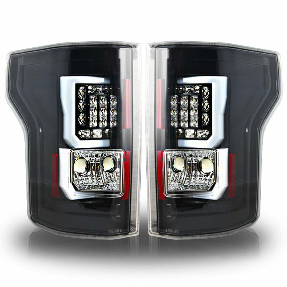 Winjet CTWJ-0440-GBC Taillights Gloss Black Clear Lens Fits 15-17 F-150