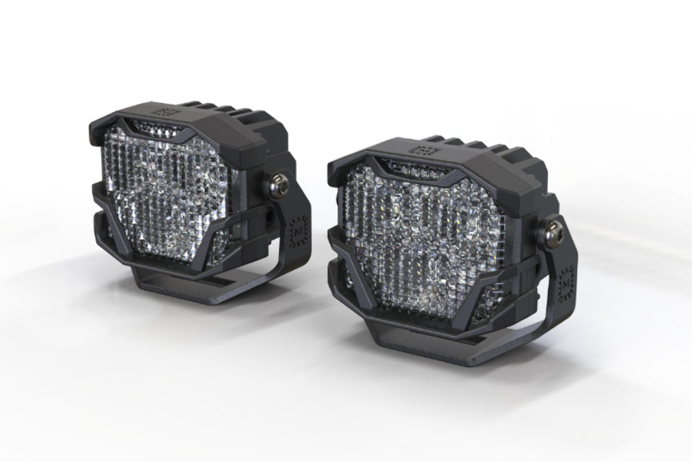 Morimoto 4B-PLR-BAF254-0010 LED Pod Lights Yellow Combo Beam For 18-23 Mustang