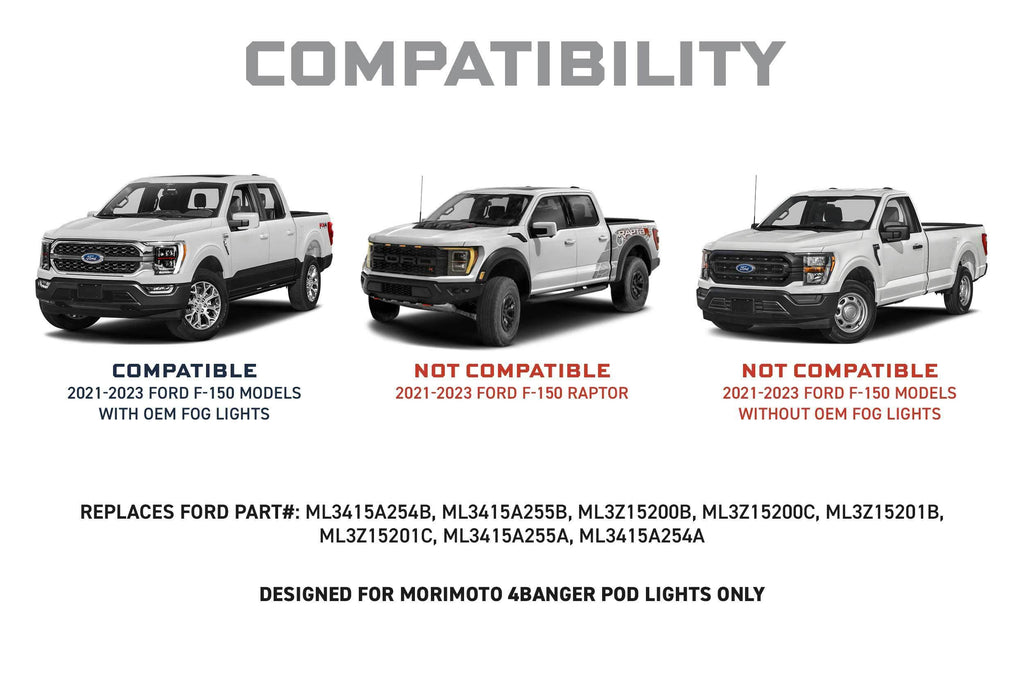 Morimoto BAF071-KIT-HAL-N-W Fog Light Kit White For 21-23 F-150