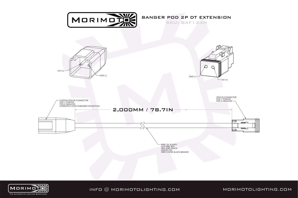 Morimoto BAF134H Offroad DT-Extension Harness Each