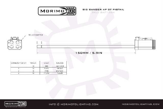Morimoto BAF136H 1x 4P DT Pigtail Harness