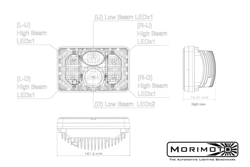 Morimoto LF267 4x6" Rectangular Sealed4 Bi-LED Headlight - Pure White (5000K)