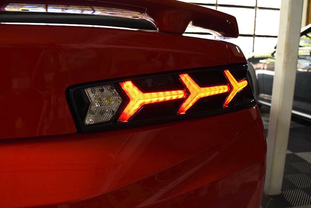 Morimoto LF400 XB LED Lambo Style Tail Lights Red For 2016-2018 Camaro