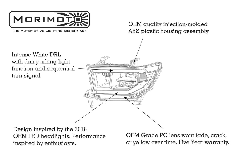 Morimoto LF533-ASM Gloss Black LED Headlights For 2007-2013 Toyota Tundra