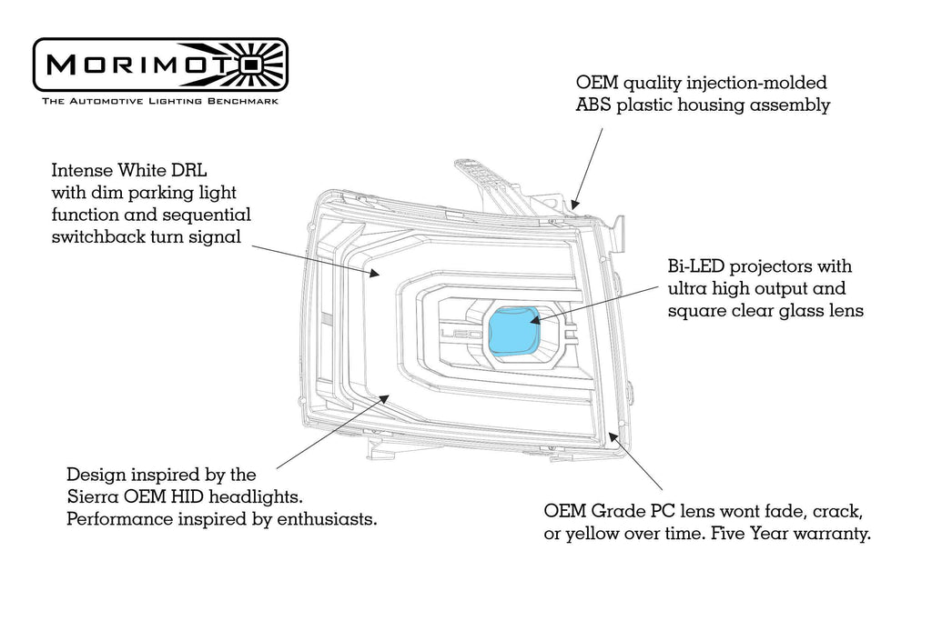 Morimoto LF540.2-ASM Projector LED Headlights For 2007-2013 Silverado 1500