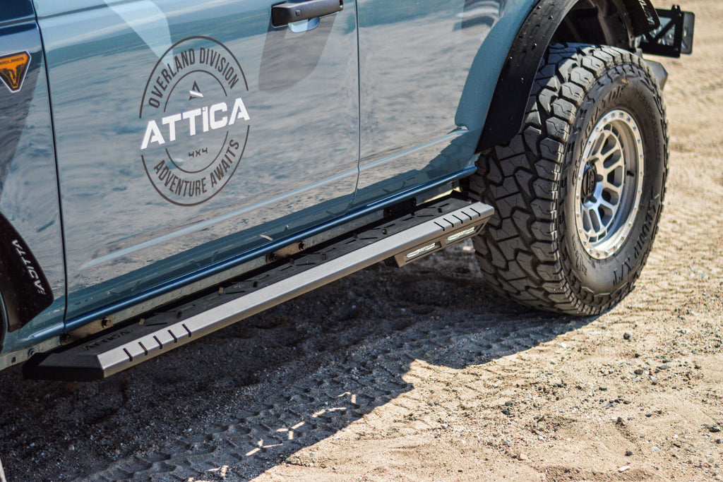 Attica ATTFB01C103-BX Black Steel Side Step w Step Lights For Ford Bronco 21-23