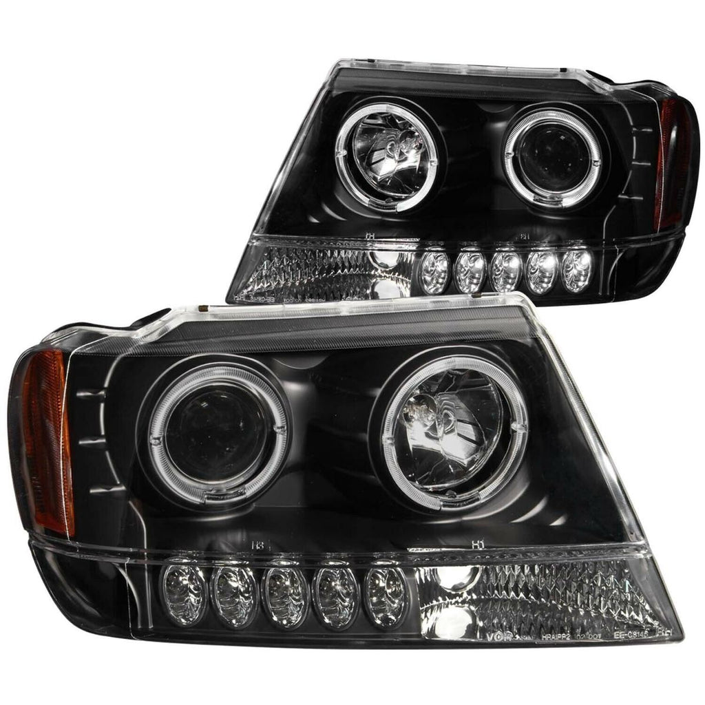 Anzo USA 111043 Projector Headlight Set w/Halo Fits 99-04 Grand Cherokee