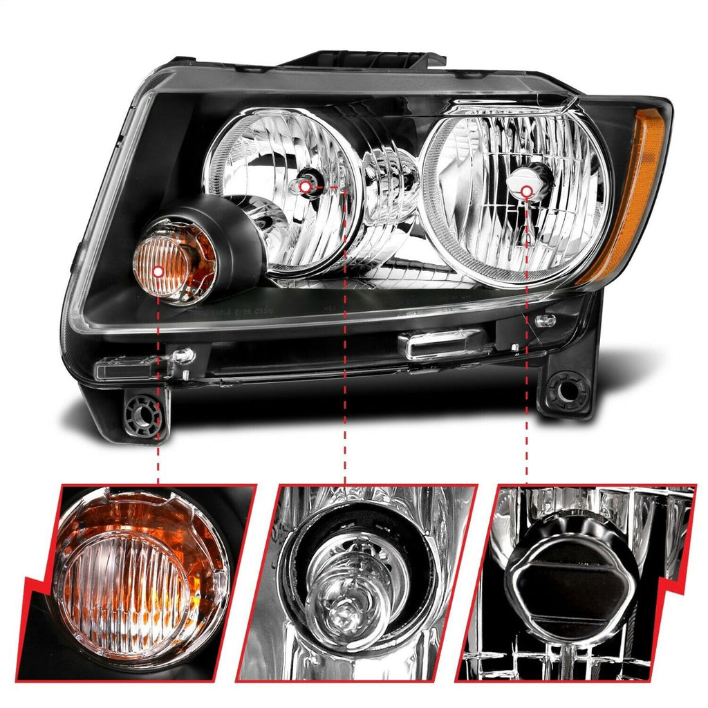 Anzo USA 111432 Crystal Headlight Set Fits 11-13 Grand Cherokee