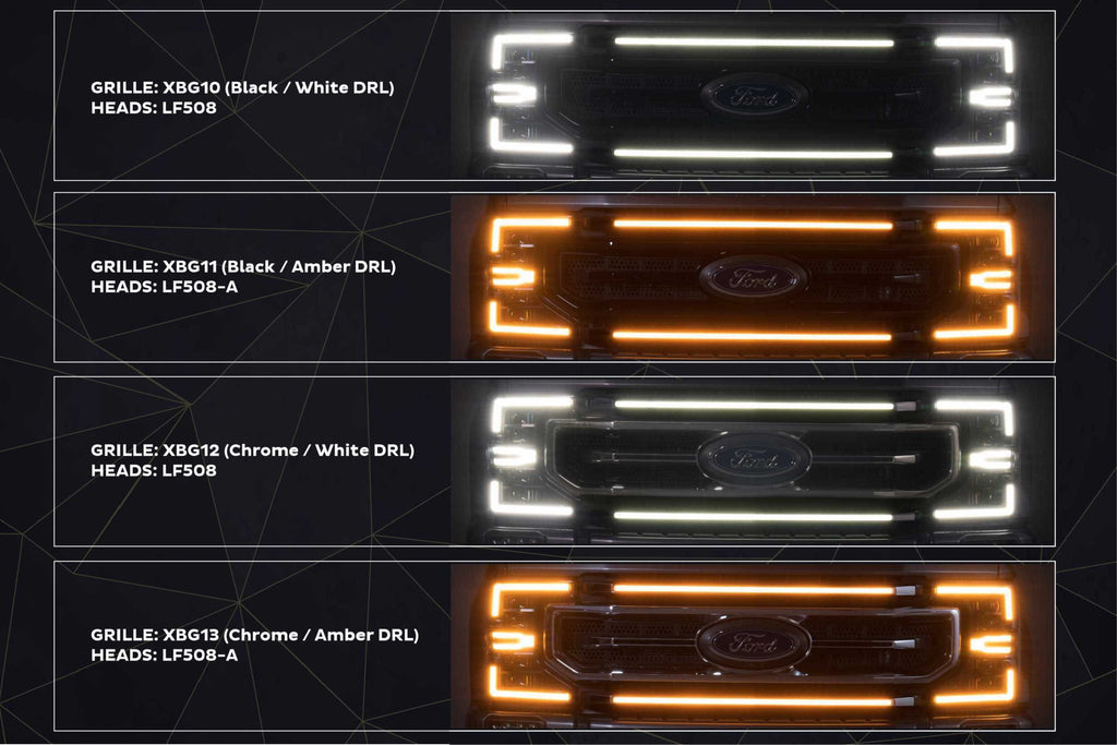 Morimoto XBG11 XBG LED Grille Fits Super Duty 20-22 Gloss Black / Amber DRL
