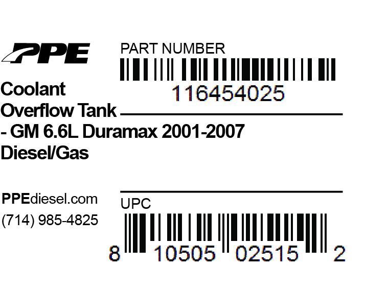 PPE Diesel 116454025 Coolant Overflow Tank 01-07
