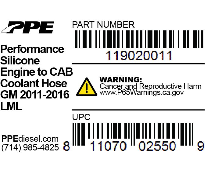 PPE Diesel 119020011 Engine To Cab Coolant Hose 11-16