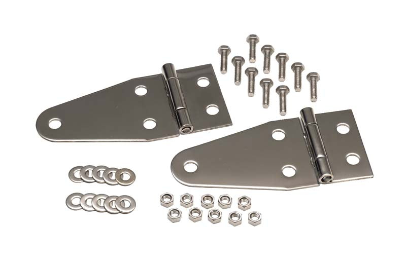 Kentrol 30402 Polished Silver Hood Hinge Pair 55-95 CJ and Wrangler YJ