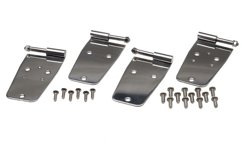 Kentrol 30420 Polished Silver Door Hinge Set 4 Pieces 76-93 CJ and Wrangler YJ