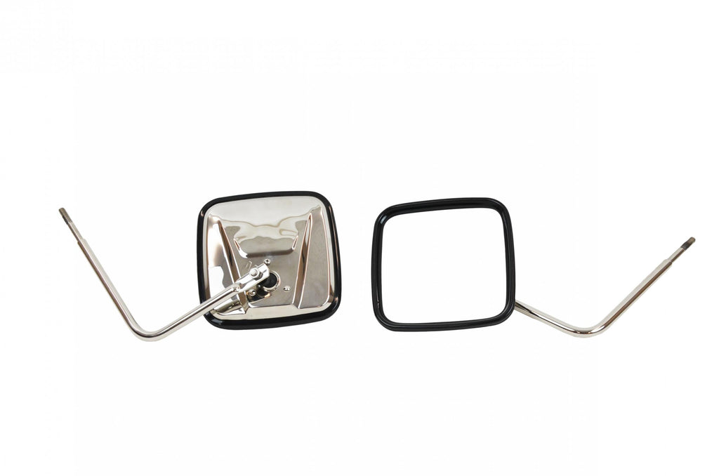 Kentrol 30443 Polished Silver Outback Mirrors Pair 76-18 CJ Wrangler YJ/TJ/JK