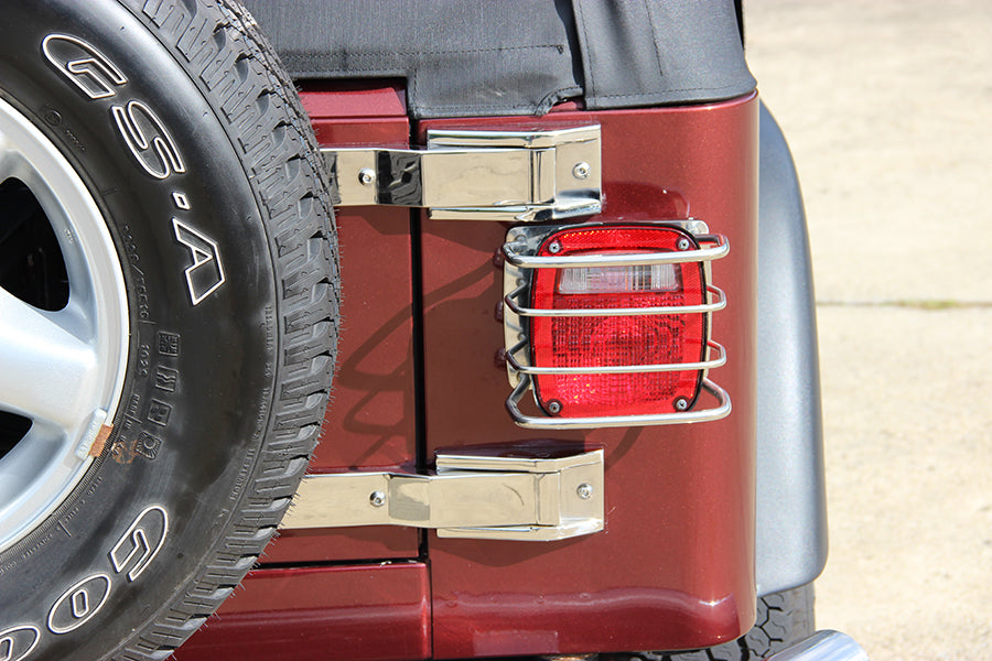 Kentrol 30497 Polished Silver Taillight Guard Pair 76-06 CJ Wrangler YJ/TJ