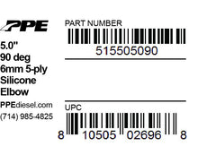 Load image into Gallery viewer, PPE Diesel 515505090 5.0 Inch 90 Deg 6MM 5-Ply Silicone Elbow