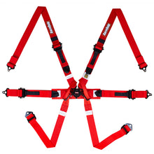 Load image into Gallery viewer, RaceQuip FIA 6 Point Camlock Harness Set Red 2 in. Lap and 2 in. Shoulders