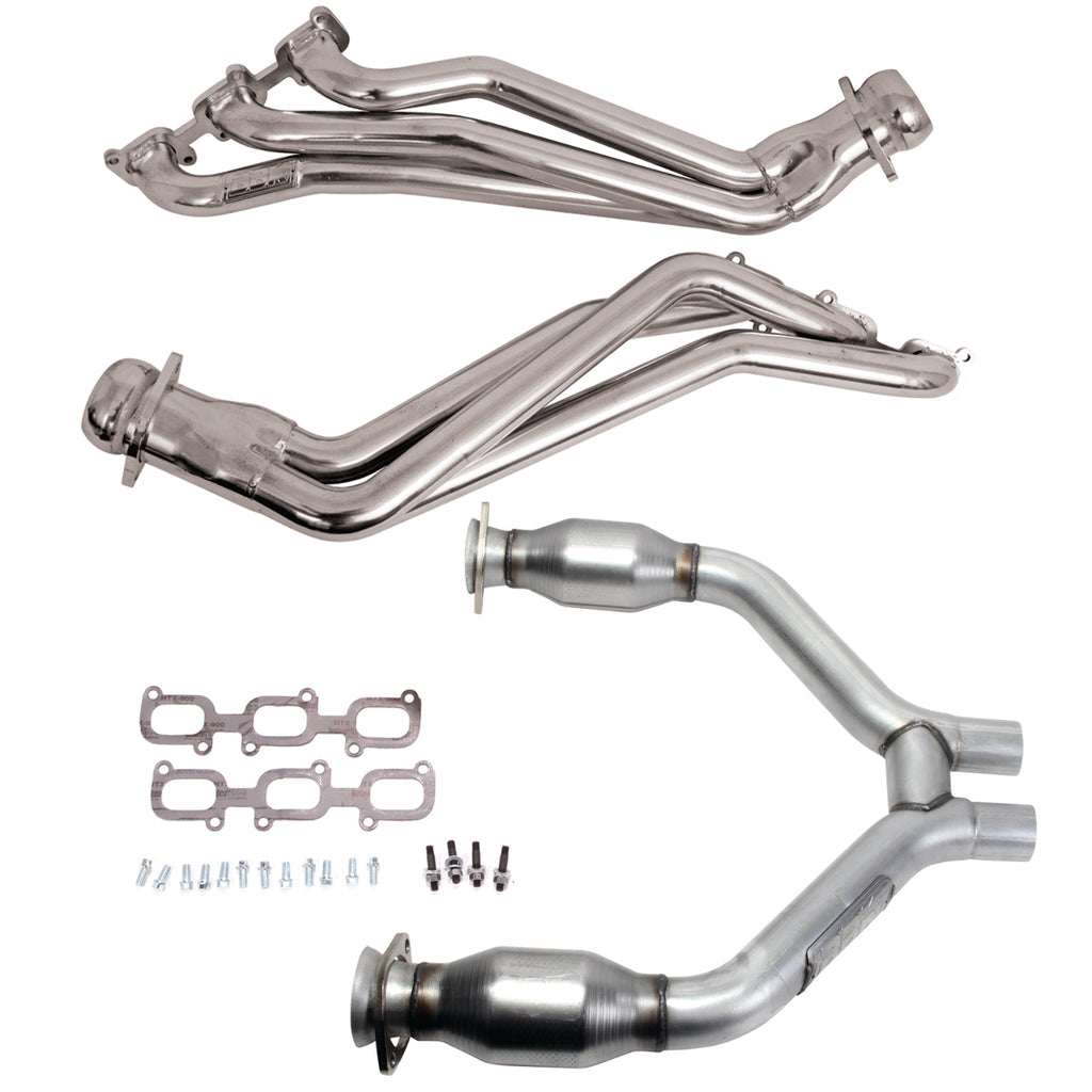 BBK 16424 Polished Silver Ceramic 1-3/4 Long Tube Header For 15-17 Mustang V6