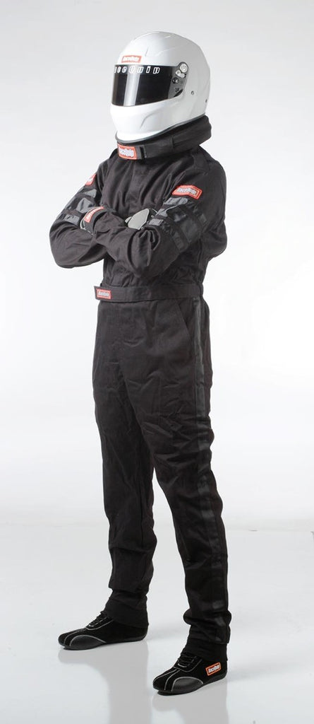 Racequip Black Med-Tall One Piece Single Layer Racing Driver Suit SFI 3.2A/ 1