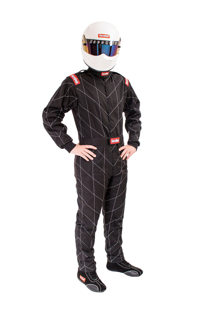 Racequip Black 2X-Large One Piece Single Layer Racing Driver Suit SFI 3.2A/ 1