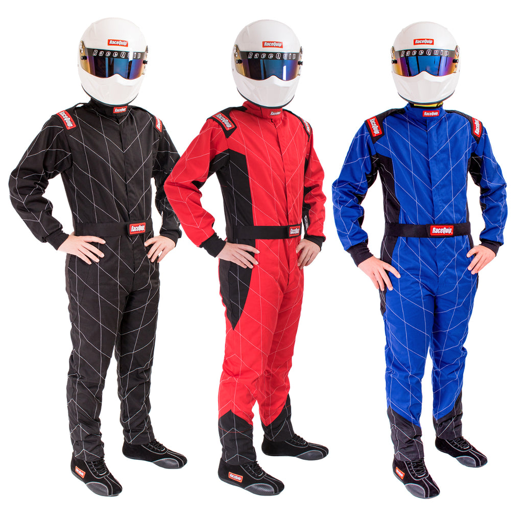 Racequip Black 2X-Large One Piece Single Layer Racing Driver Suit SFI 3.2A/ 1