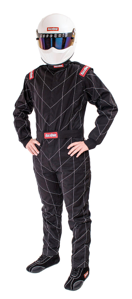 Racequip Black 2X-Large One Piece Single Layer Racing Driver Suit SFI 3.2A/ 1