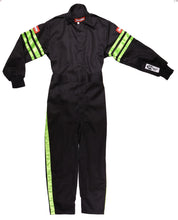 Load image into Gallery viewer, Racequip 1950795 Black / Green Youth Large One Piece Racing Driver Suit