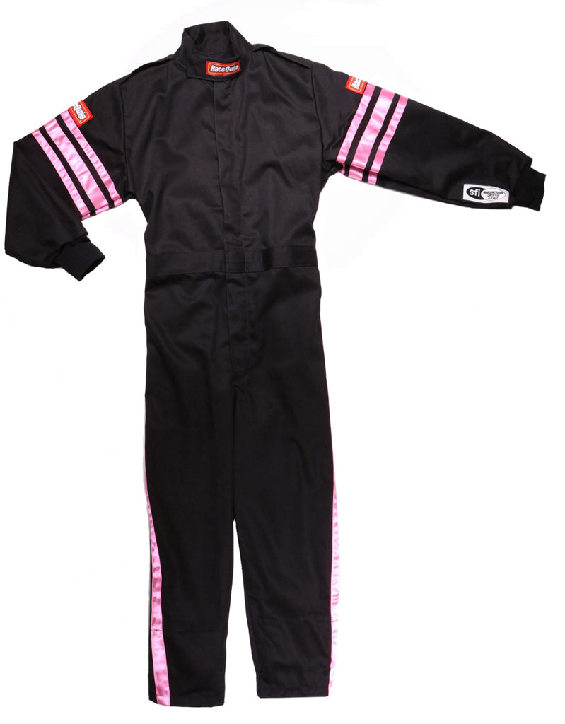 Racequip 1950895 Black / Pink Youth Large One Piece Racing Driver Suit