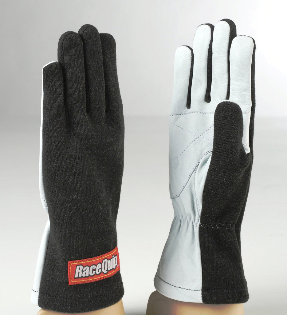 Racequip Black X-Large 350 Series 1 Layer Nomex Non SFI Basic Race Gloves